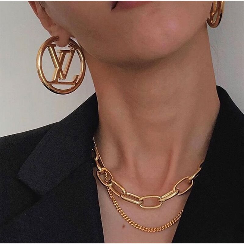 2020 Design Fashion Stainless Steel Gold Plated Chunky Link Necklaces OT Clasp Trendy Oval Big Chain Necklace Jewelry for Women