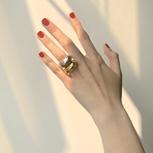 Fashion Dainty Brass Gold Silver Irregular Chunky Ring French Famous Brand Designer Rings for Women