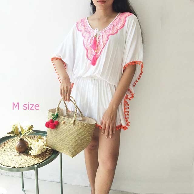 Plain Pom Pom Straw Bag Wholesale Summer Wicker Beach Tote Customized Bride Straw Beach Bags with Tassel