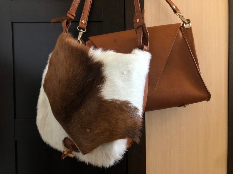 Cowhide Purse Crossbody Pony Hair Handbag Wallet Clutch Black Brown Cow Hide Calf Hide Leather Fur Bag