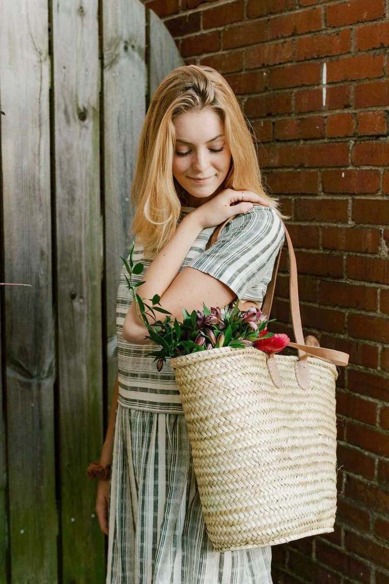 french market straw basket Summer Straw Woven Bag Custom Shoulder bag Women Straw Basket Beach Bags Flowers Handbags