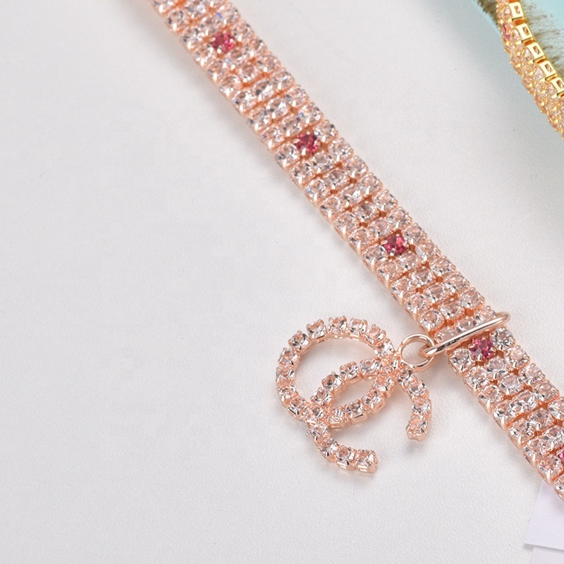 Factory Wholesale customization Rhinestone Dog Cat Necklace Jewelry Party Selfie Pet Neck Wear Collar Diamond Chain