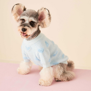 2024 custom blue cute pet sweaters love heart pattern pet knit jumper dog cat pullover sweater