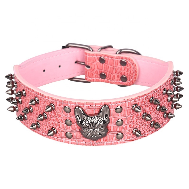 Custom wholesale pet collar domineering cool dog collar with spikes medium large rivet anti-bite design collar