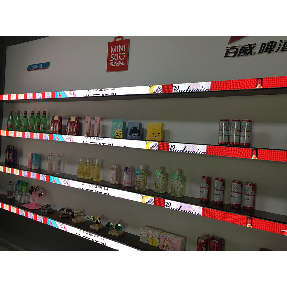 Supermarket P1.9 Digital Signage Shelf Led Screen Smart Shelve Leddisplay Sport Ticker Strip Electronic advertising Displays