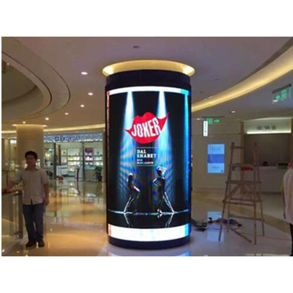 4K Indoor Flexible Cylindrical Led Single Sign Display Column Custom Expo Curved Advertising Screen For Pillar Circular Ledwall