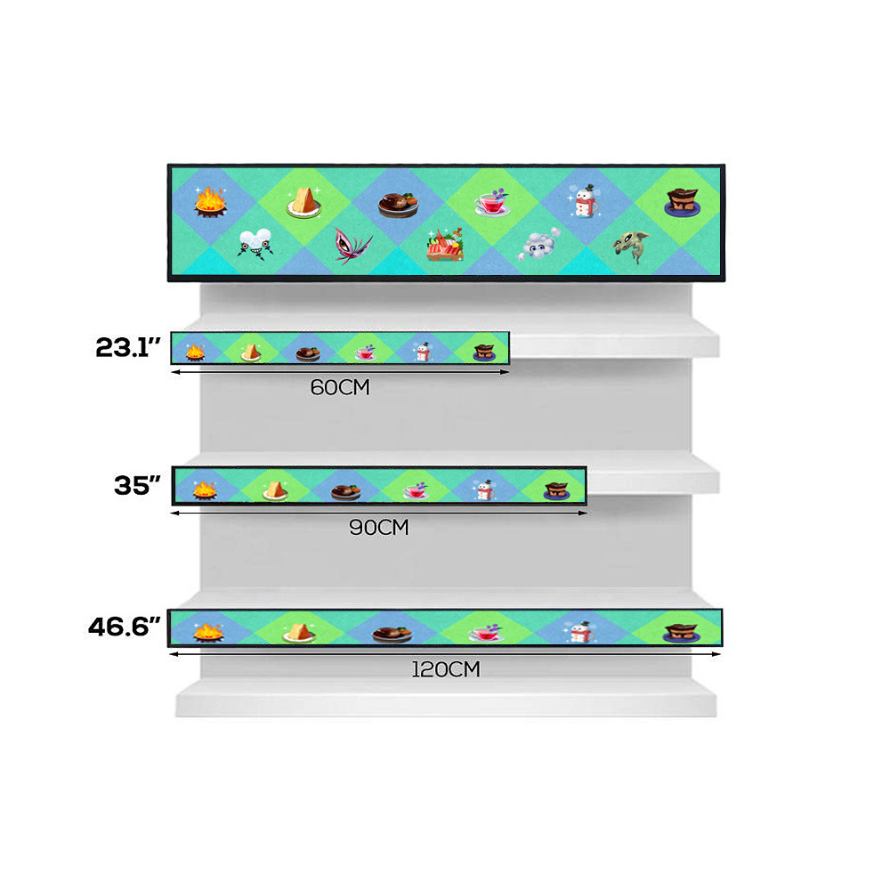 Digital Signage Shelf Led Display P1.875 P1.9 Indoor Strip Ticker Shelves Video Advertising Screen For Supermarket Retail Store