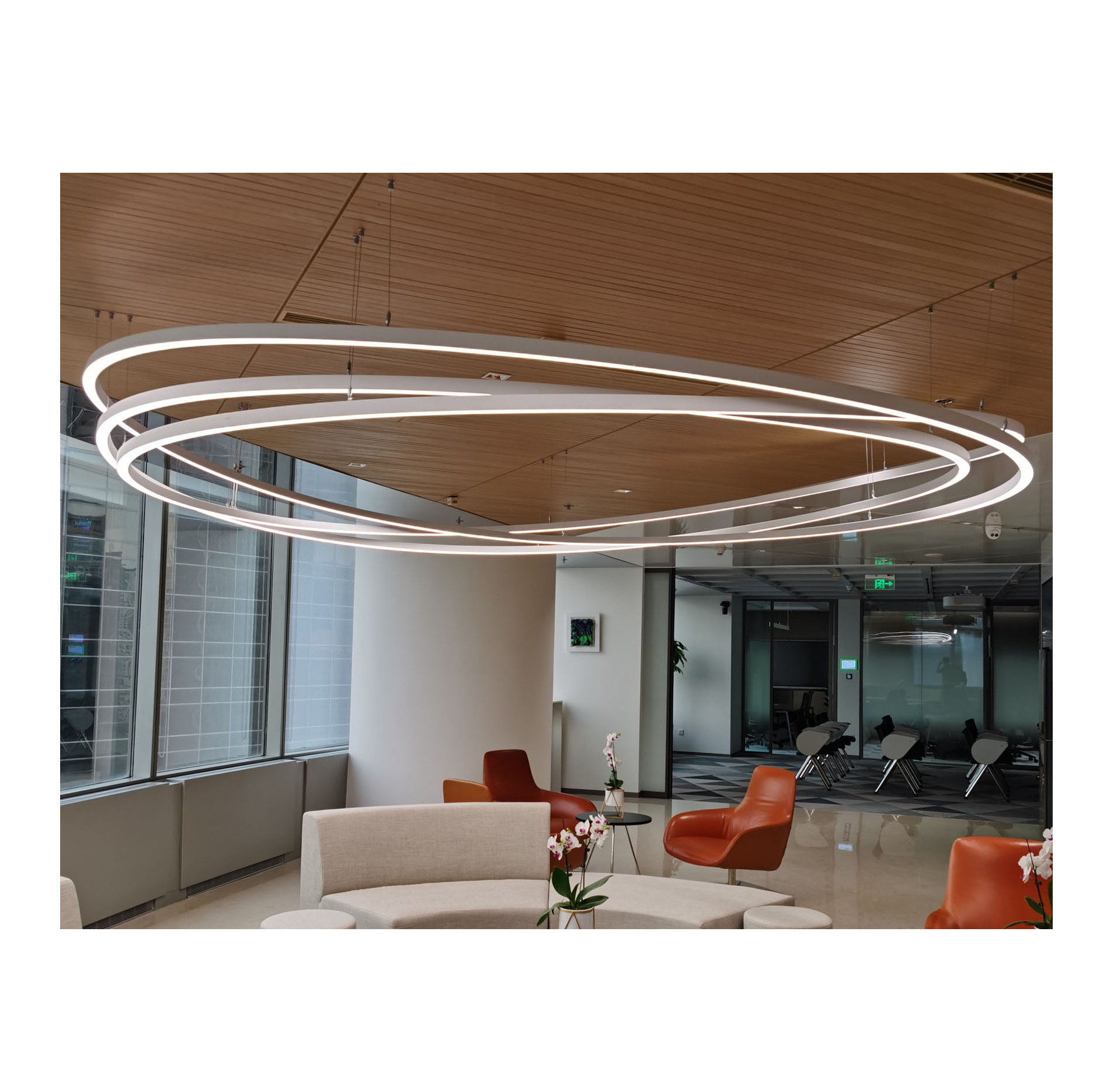 Slim LED Ring Circle Pendant Light W35*H35mm Dimming LED Aluminum Profile  Circular Pendant Light