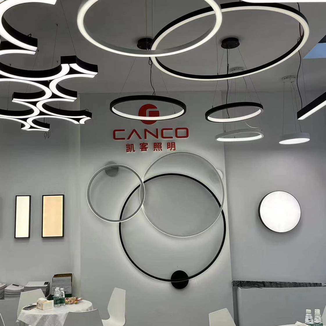 Slim LED Ring Circle Pendant Light W35*H35mm Dimming LED Aluminum Profile  Circular Pendant Light