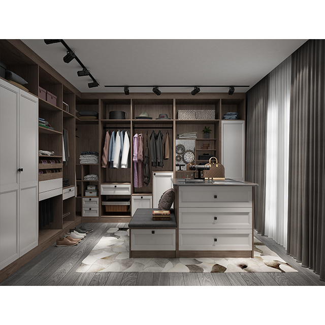 American style Metal modular customized wood veneer designs modern design bedroom closet wardrobe cupboards