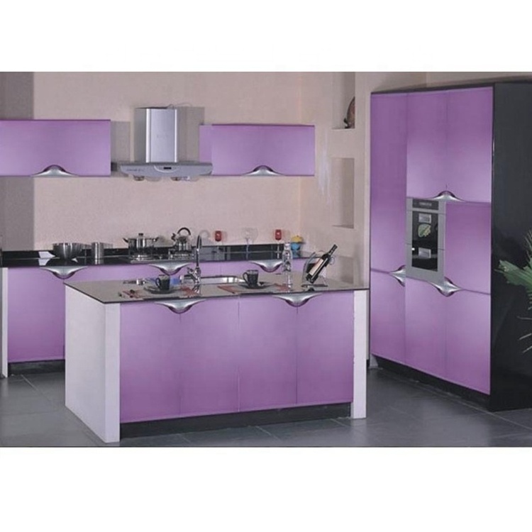 Apartment Modern Romantic Purple Combination Aluminium Kitchen Cabinet