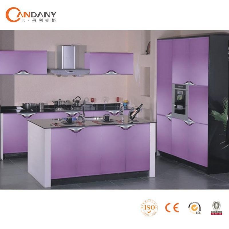 Apartment Modern Romantic Purple Combination Aluminium Kitchen Cabinet