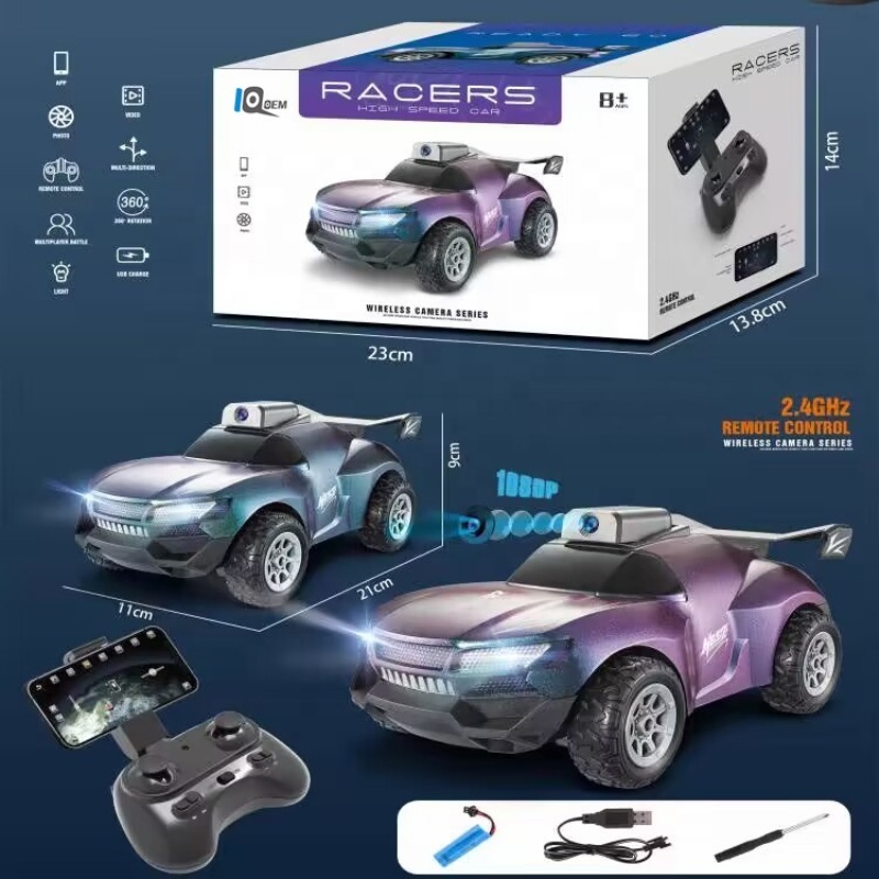 IQOEM Alloy Rc Car With HD 720P WIFI Camera Machine On Stunt 1:18 2.4G Climbing For Kids Play with cats Remote control car toy