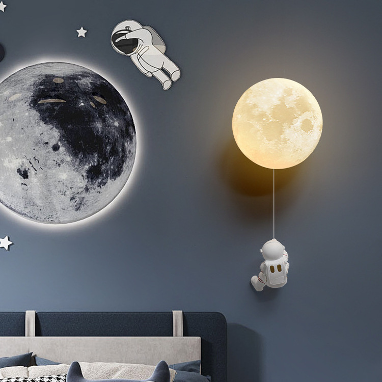 LED wall lamp creative personality net red moon bedroom bedside wall light simple cartoon astronaut children's room lamps