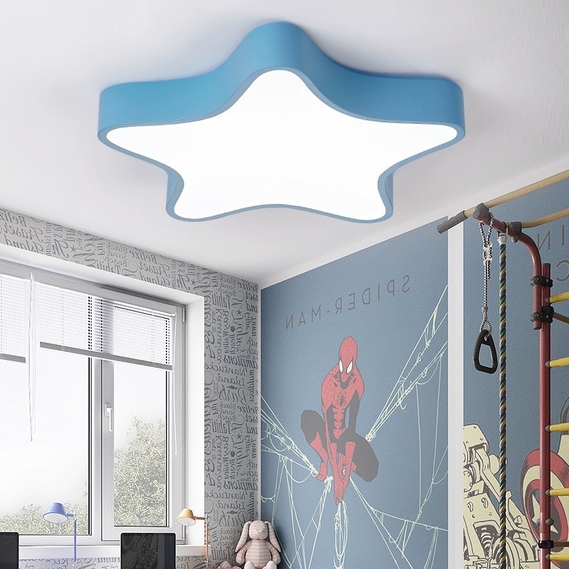 Nursery Light Modern Pink Blue Star Babies Kids Children Room Bedroom Girls Boys Led Ceiling Lamp Light Fixtures Ceiling Lights