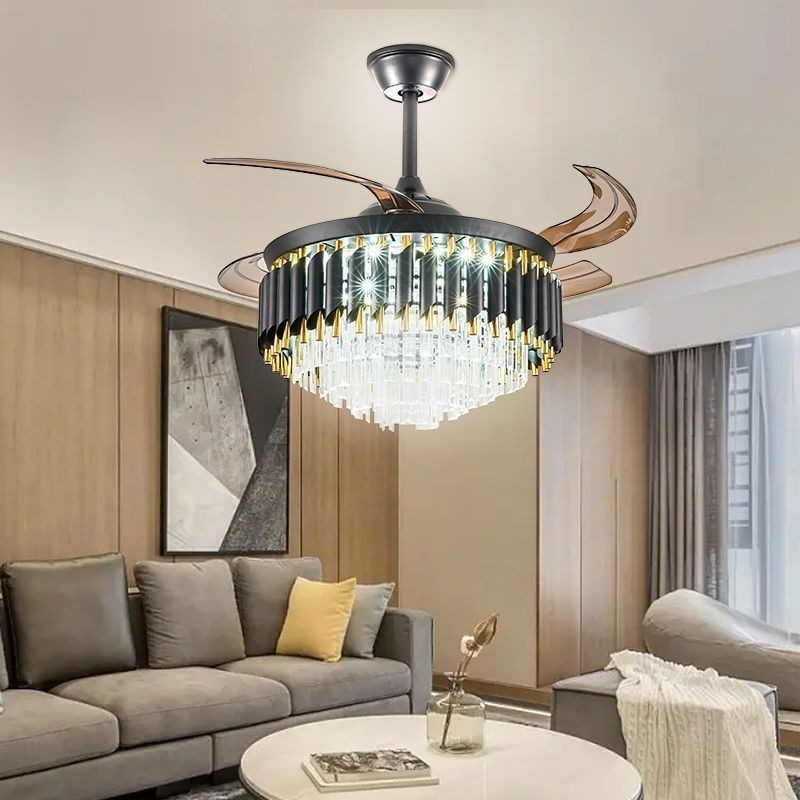 Best Selling Luxury Chandelier Home Living Room Bedroom Decoration Luster Pendant Lamp Large Crystal Led Ceiling Fan With Light