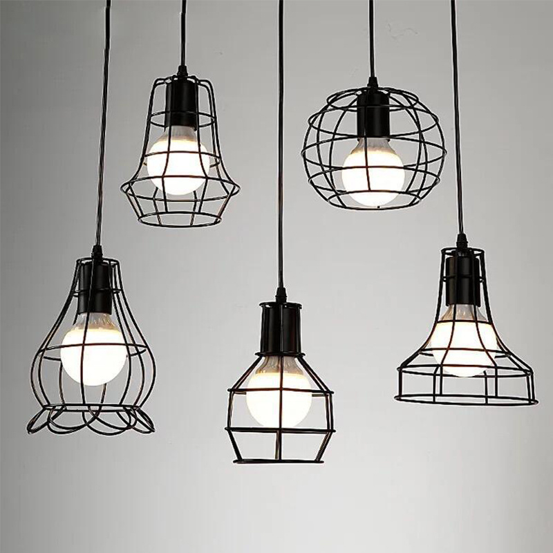 Industrial Metal Cage Pendant Lights Farmhouse Pendant Lighting for Kitchen Dining Room Pendant Lighting Fixtures