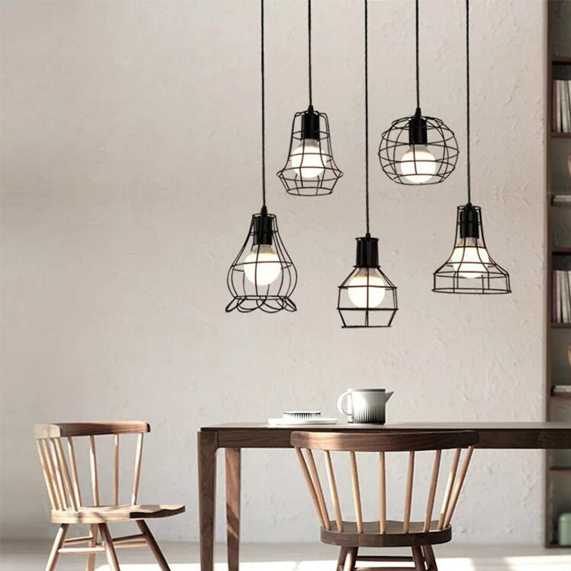 Industrial Metal Cage Pendant Lights Farmhouse Pendant Lighting for Kitchen Dining Room Pendant Lighting Fixtures