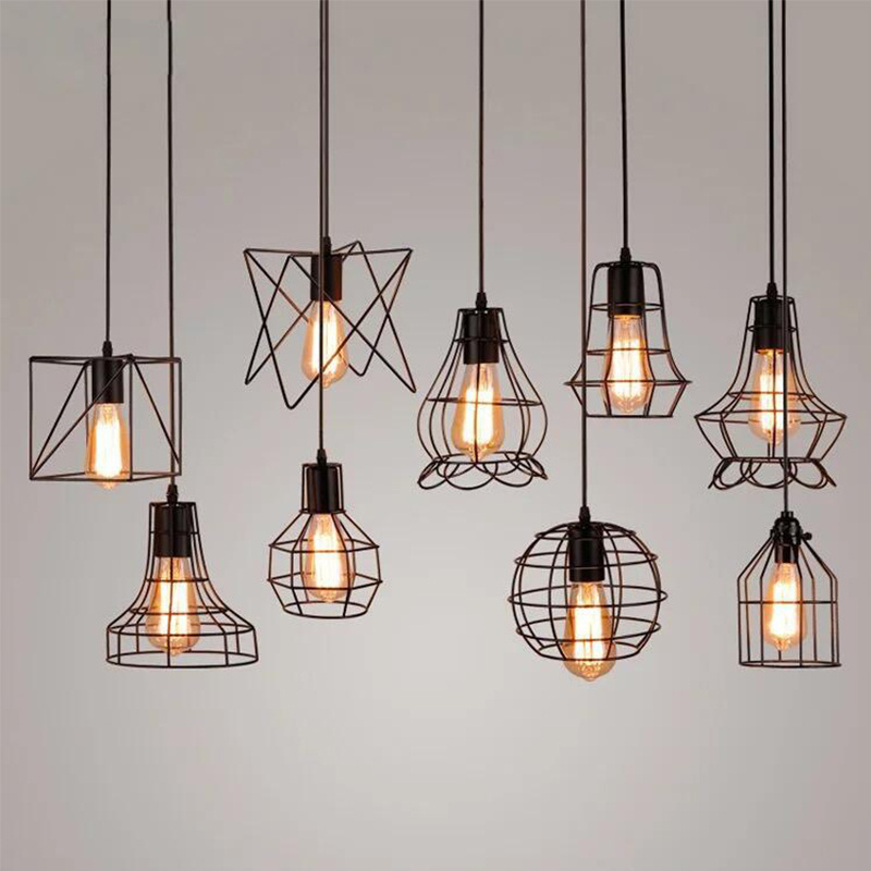 Industrial Metal Cage Pendant Lights Farmhouse Pendant Lighting for Kitchen Dining Room Pendant Lighting Fixtures