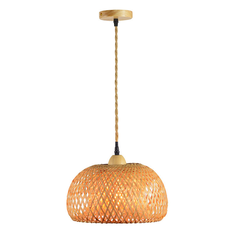 Creative Hemp Pendant Lamp Natural Rattan Pendant Light Restaurant Bamboo Hanging Light Wicker Ceiling Chandelier Lamp