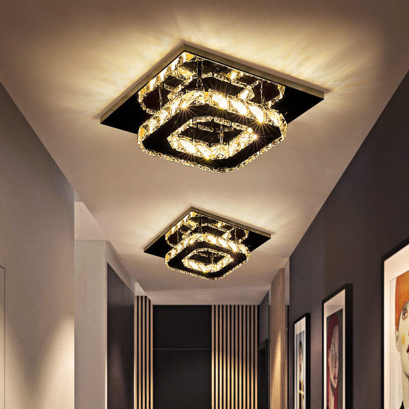 crystal flush mount Luxury Living Room Office Round Gold light metal crystal ceiling luxury led ceiling lights