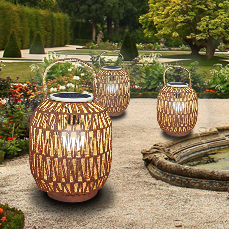 Outdoor Solar LED light IP65 Waterproof Garden Decor Bamboo Rattan Lamp for Pavilion Yard Landscape Buried Garden Lawn Lights