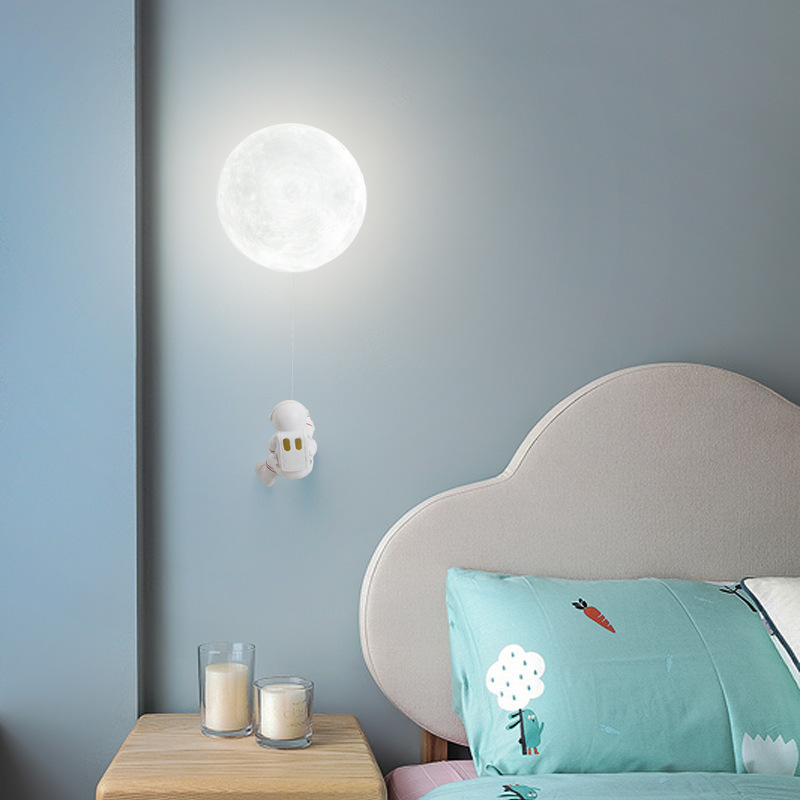 LED wall lamp creative personality net red moon bedroom bedside wall light simple cartoon astronaut children's room lamps