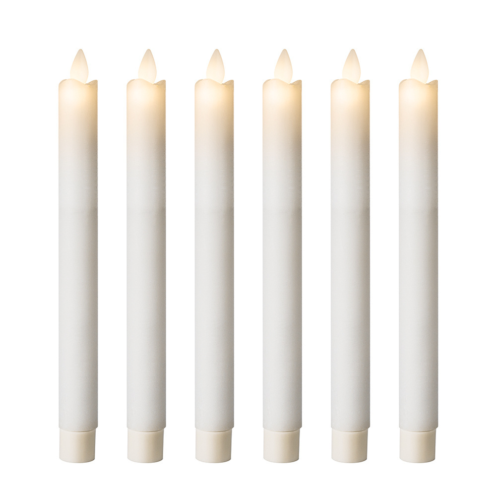 Flameless Electronic LED Taper Candles Scented Wax Pillar and Flower Shape for Holiday Decorations Long White LED Candle