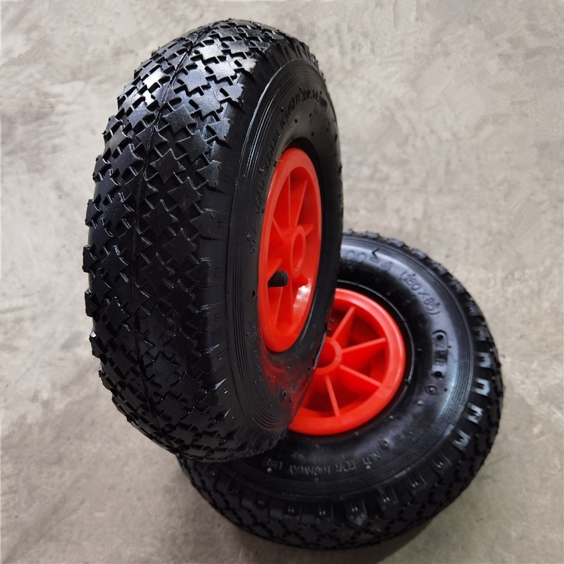 Quality pneumatic rubber tyre plastic rim 10 inch 3.00-4 air hand truck wheel