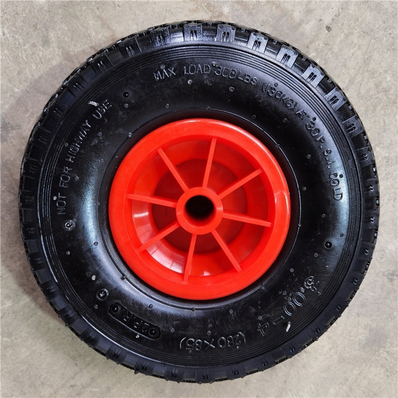 Quality pneumatic rubber tyre plastic rim 10 inch 3.00-4 air hand truck wheel