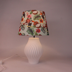 Factory CustomVintage Style Porcelain Table Lamp Fabric Cover Table Light Bedroom Lamp Table Nightstand Desk Lamp