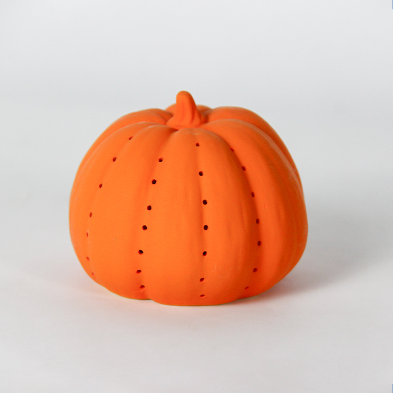 Halloween Jack-o-lantern Ceramic Lamp Supplier Custom Holiday Gift Crafts Pumpkins Porcelain Led Small Halloween Lights Deco