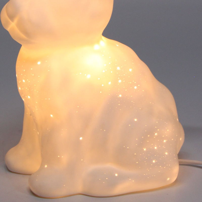 Ceramic Handcrafts Casual Animal Nightlight Mini White Decorate Led Lights Rabbit Table Lamp Reading Light Luminaire