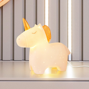 Cute Kids Bedroom Animal Led Night Light Unicorn Craft Creative Desk Lamp Animal Shape Ceramic Table Lamp Kids Light