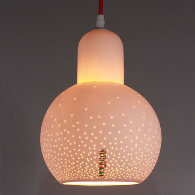 Unique design modern chandelier gourd shape white cheap porcelain pendant light geometric craft chandelier ceiling light