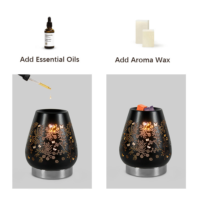 Black Handcrafts Wax Burner Home Decor Electric Wax Melting Butterfly Ceramic Aroma Diffuser Oil Warmer Perfume Lamp Fragrance