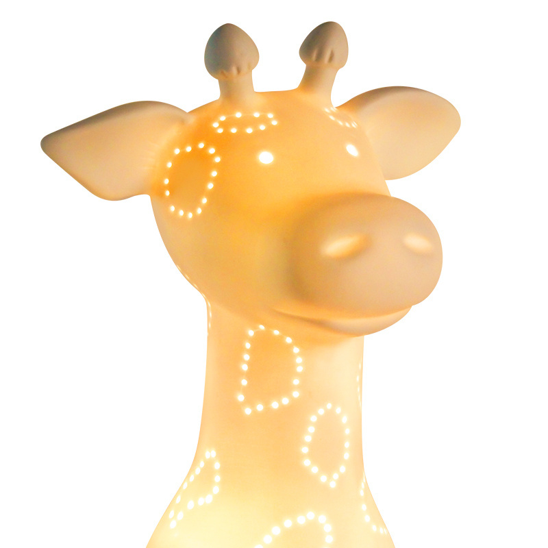 Factory cheap price OEM design porcelain table lamp christmas holiday decor cute deer lamp kids translucent ceramic lamp