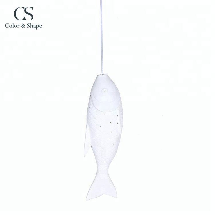 Unique wholesale porcelain fish shape kitchen pendant light chandelier art craft design fish decor pendant lighting