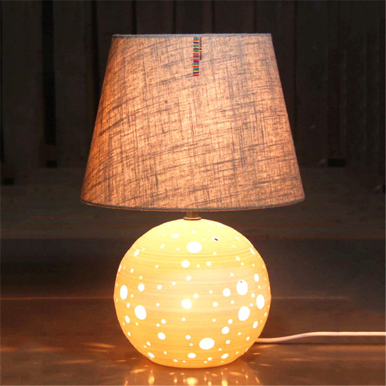 Matte ceramic desk lamp bedroom home decoration night book reading lamp bedside hollow out nightstand lamps