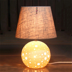 Matte ceramic desk lamp bedroom home decoration night book reading lamp bedside hollow out nightstand lamps