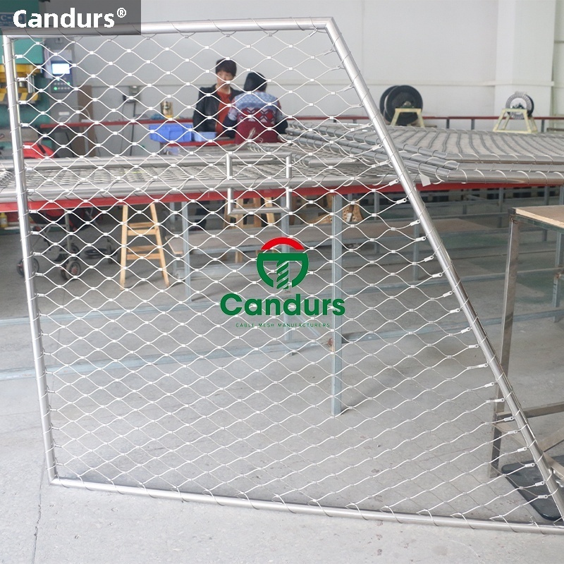 R-Frames Prefabricated Tubular Inox Cable Mesh Railing Panels Stainless Steel Wire Rope Net