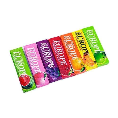 Fruity flavor apple strawberry pineapple grape banana orange label chewing gum