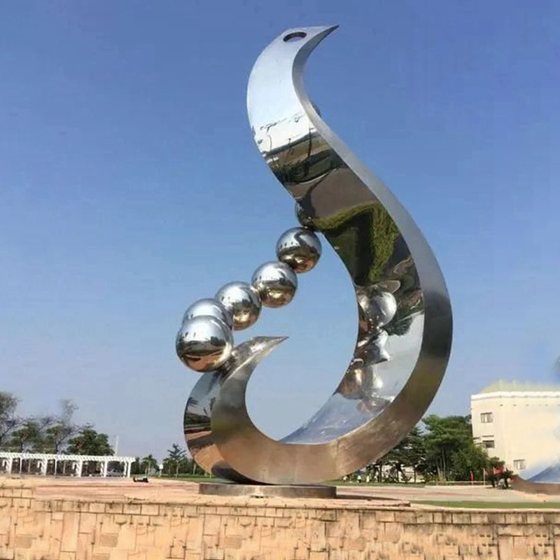 Large High Polished Modern Outdoor Garden Abstract Round Metal Stainless Steel Sculpture custom