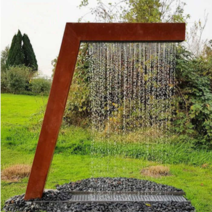 waterfall backyard water feature decoration corten steel sculpture fountain custom garden pool statue