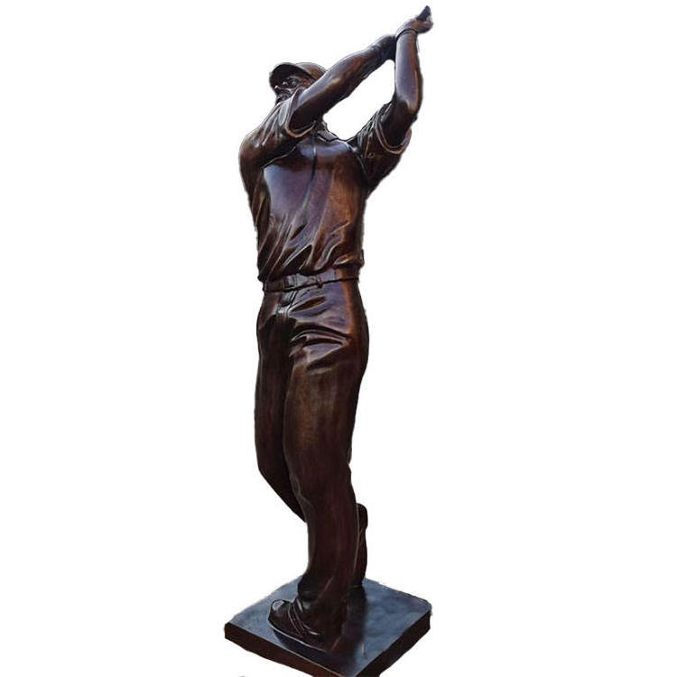 Outdoor garden Golf Club Decor metal crafts Bronze Statues Man Playing Golf sculpture