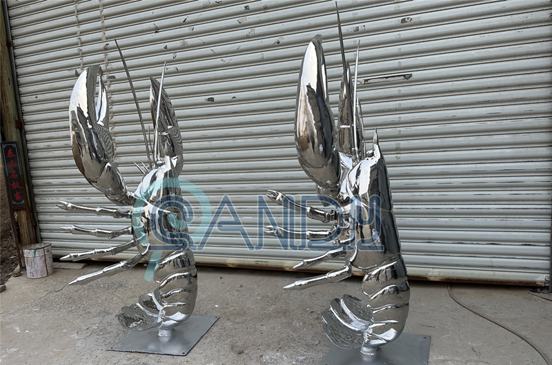 Lobster Steels Sculptures Life Size Lobsters Metal Statue Stainless Steel Sculpture