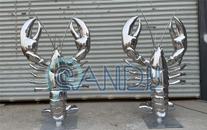 Lobster Steels Sculptures Life Size Lobsters Metal Statue Stainless Steel Sculpture