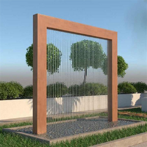 waterfall backyard water feature decoration corten steel sculpture fountain custom garden pool statue