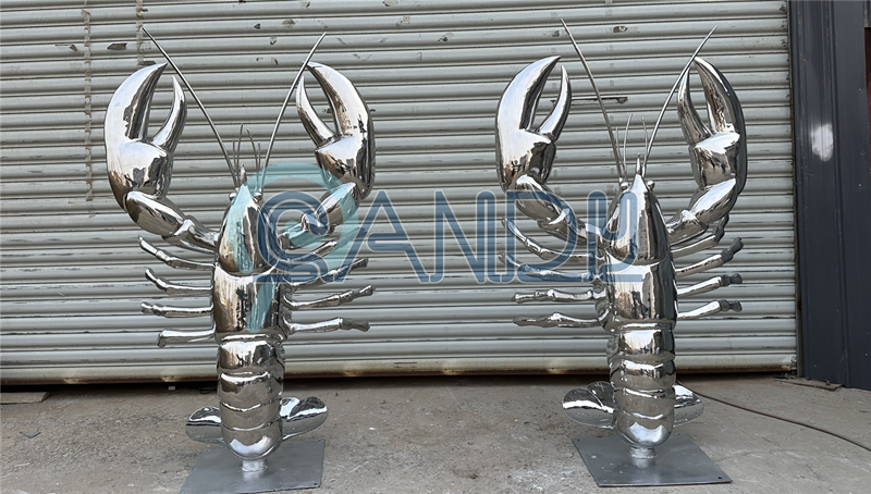 Lobster Steels Sculptures Life Size Lobsters Metal Statue Stainless Steel Sculpture