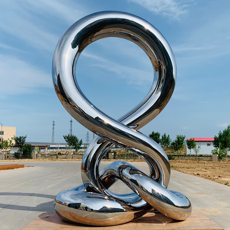 Large High Polished Modern Outdoor Garden Abstract Round Metal Stainless Steel Sculpture custom